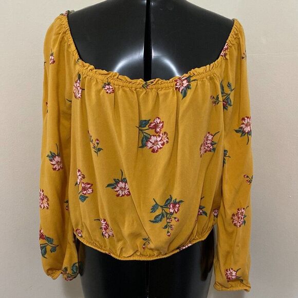 Aeropostale Boho Off the Shoulder Floral Long Sleeve Womens Top Size XL - Picture 1 of 6